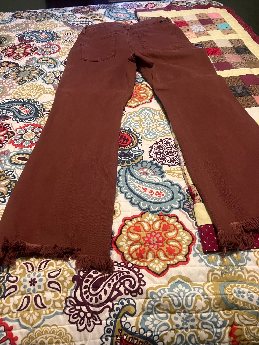 Women’s Risen Mid Rise Distressed Brown Mid Rise Jeans - Picture 4 of 5